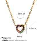 Gold color / 1 Piece Simple Series Simple Heart Stainless Steel  Gold Color Rhinestone Women's Pendant Necklaces Picture6